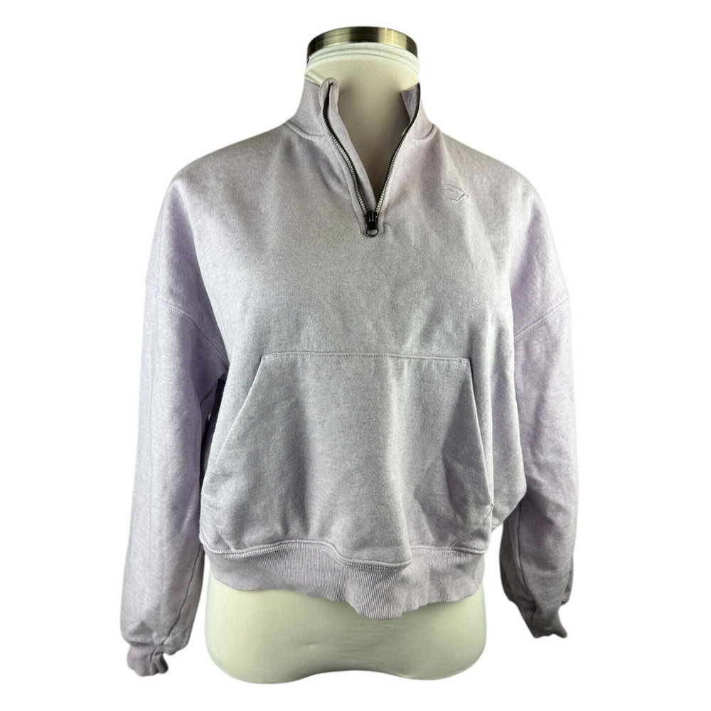 Gymshark Rest Day Sweats 1/2 Zip Pullover Purple Aura Lilac Marl Oversized Fit M - Picture 7 of 16